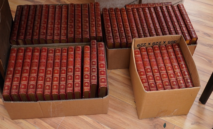 Thackeray, William Makepeace - The Works of .... Limited Edition, 24 vols (in48) num mounted plates and text engravings; (?) earlier 20th century gilt decorated red levant morocco, gilt ruled and decorated panelled spine